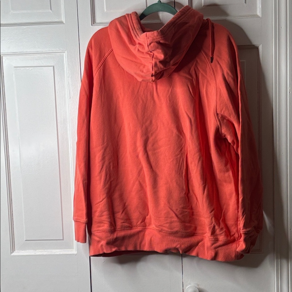 The North Face Coral/Orange Women's Crewneck Hoodie with White Logo - Picture 4 of 6